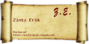 Zintz Erik névjegykártya